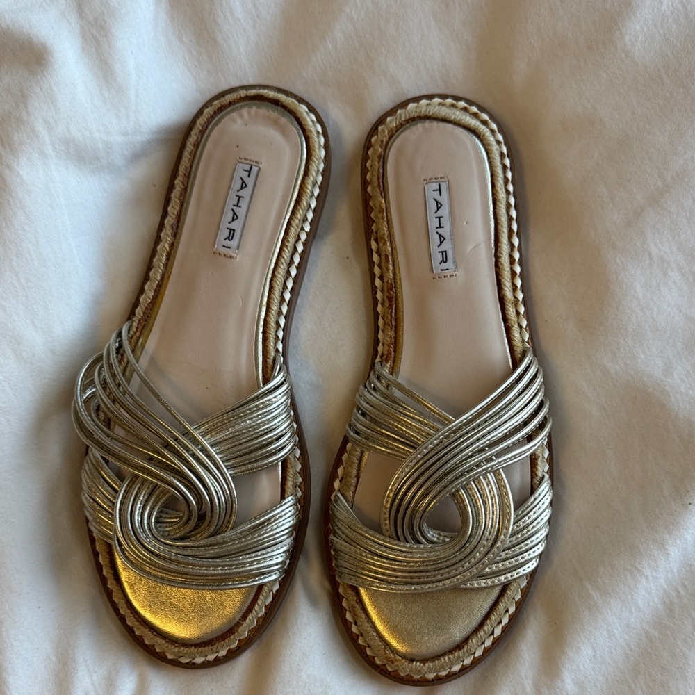 Tahari Metallic Gold Strappy Sandals